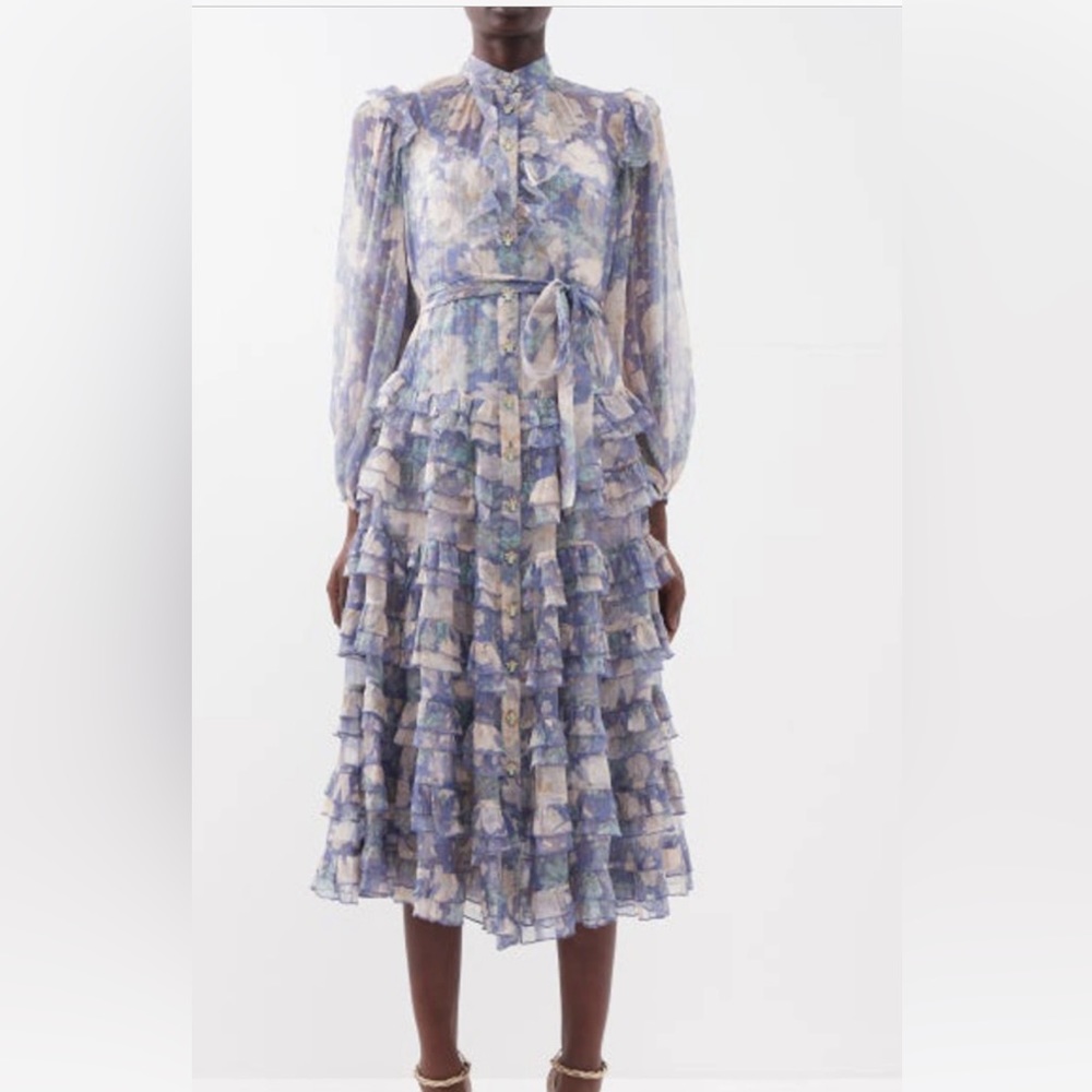 Cosmic midi scallop dress, size0p, Zimmerman